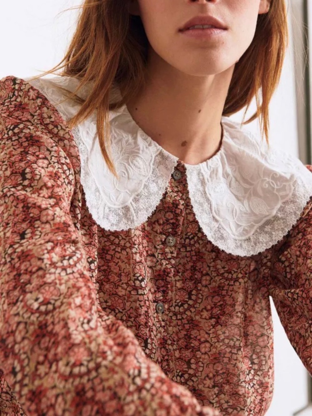 Ba&sh Ingrid Floral Print Peter Pan Collar Shirt- size 0 small
